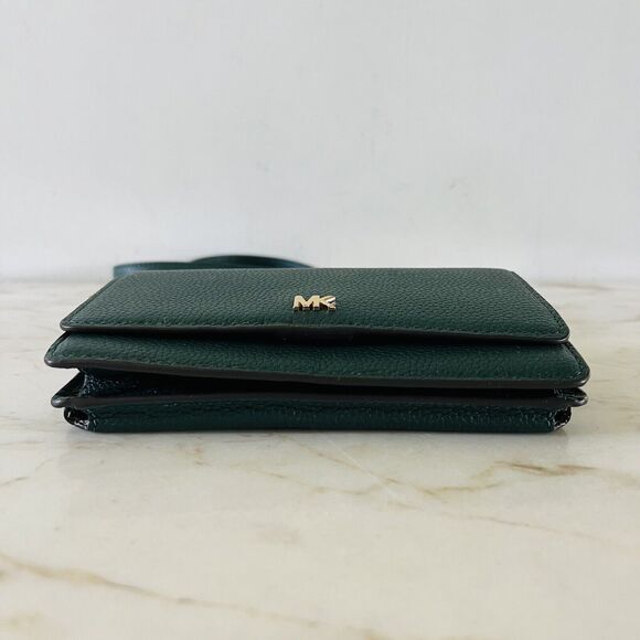 MICHAEL KORS Mott Dark Atlantic Green Leather Phone Crossbody Bag - Picture 4 of 10